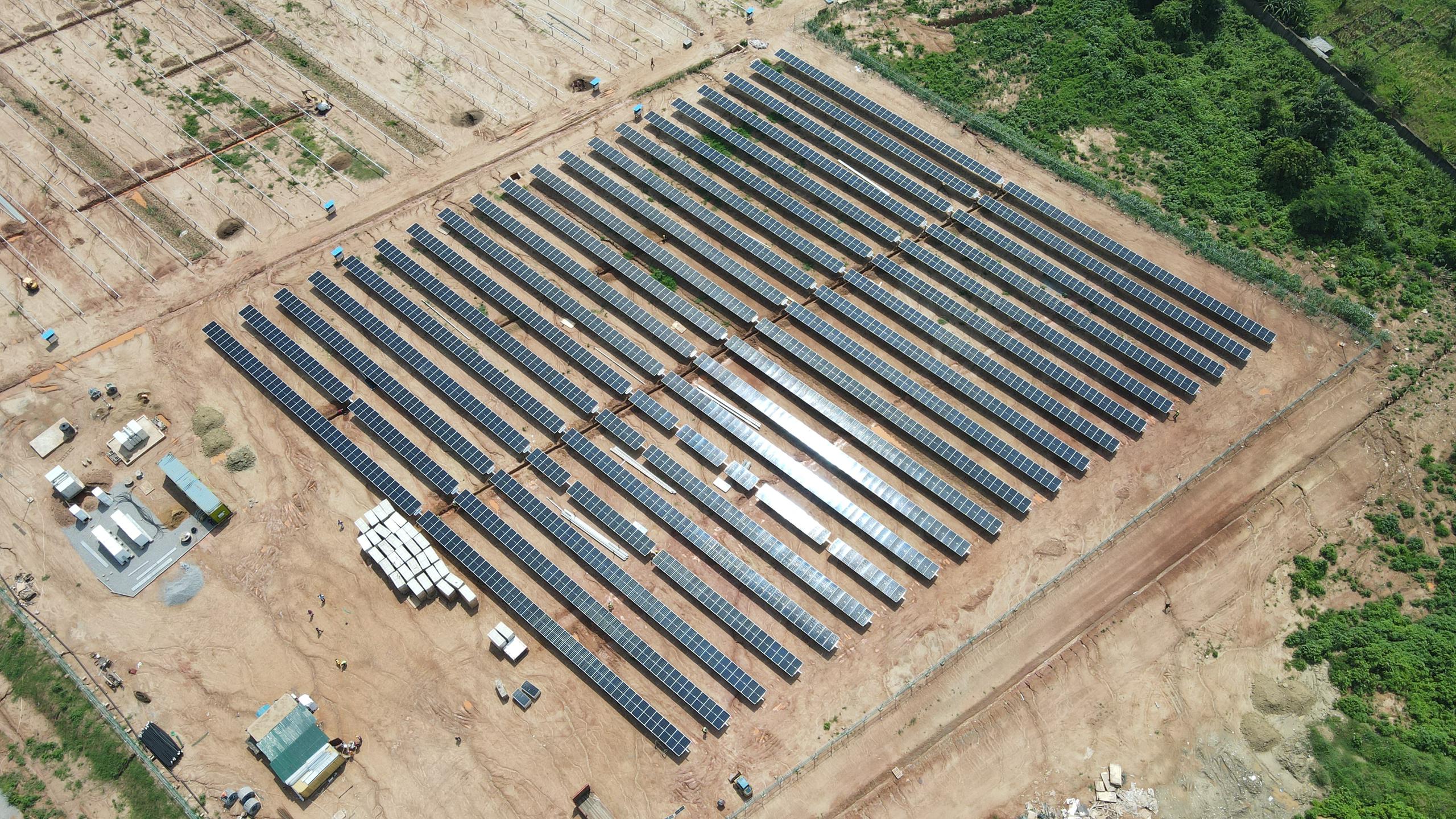 An aerial image of the Ibadan Brewery ground-mounted solar array